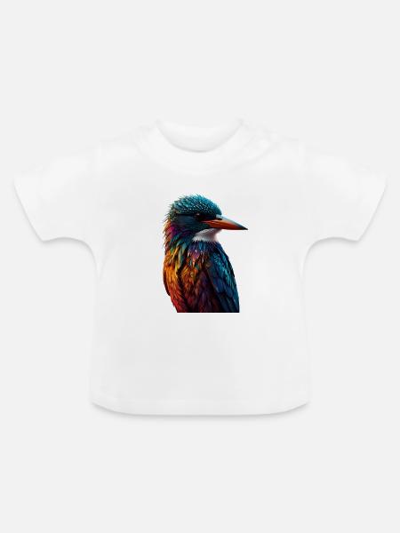 Bunter Eisvogel Farbenspiel - Baby Bio-T-Shirt mit Rundhals - Weiß