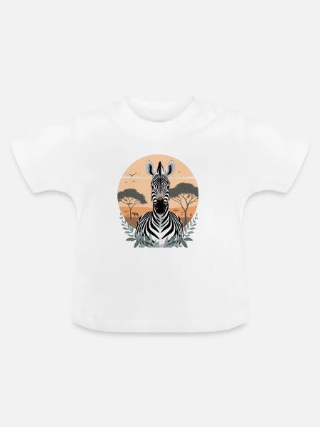 Zebra im Savannensonnenuntergang - Baby Bio-T-Shirt mit Rundhals - Weiß