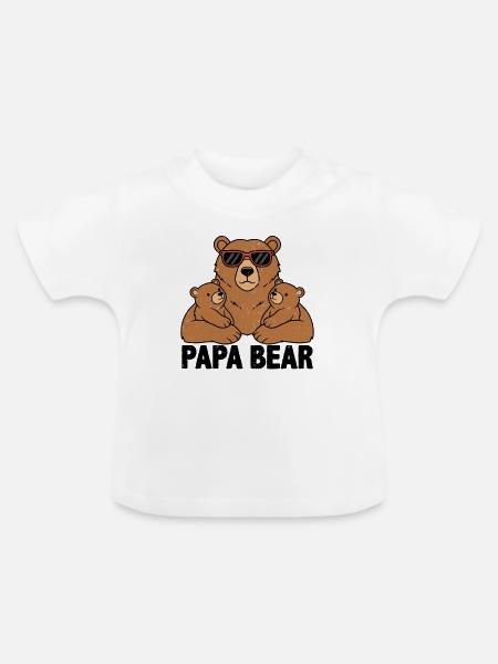 Papa Bear - Baby Bio-T-Shirt mit Rundhals - Weiß