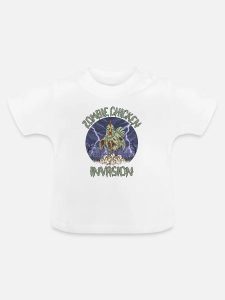 Zombie Chicken Invasion - Baby Bio-T-Shirt mit Rundhals - Weiß