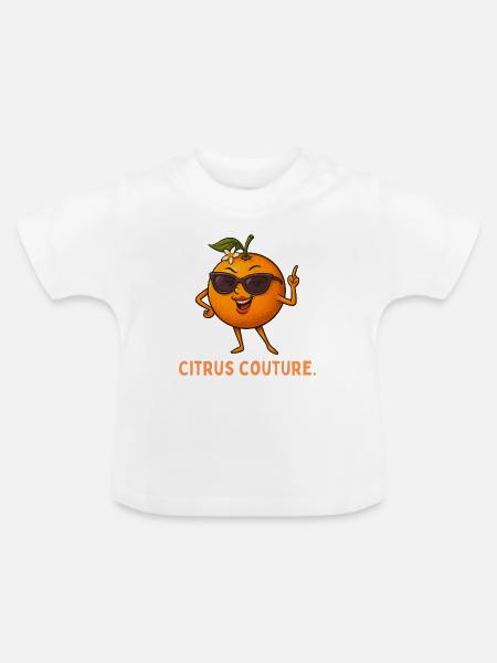 Sonnenorange Couture - Baby Bio-T-Shirt mit Rundhals - Weiß