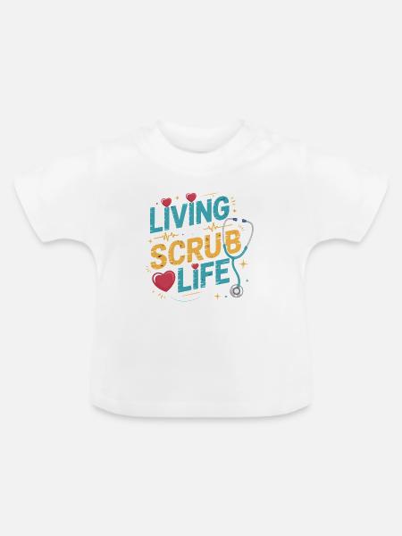Leben im Scrub-Leben - Baby Bio-T-Shirt mit Rundhals - Weiß