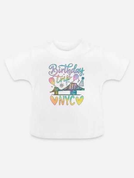 NYC Birthday Trip - Baby Bio-T-Shirt mit Rundhals - Weiß