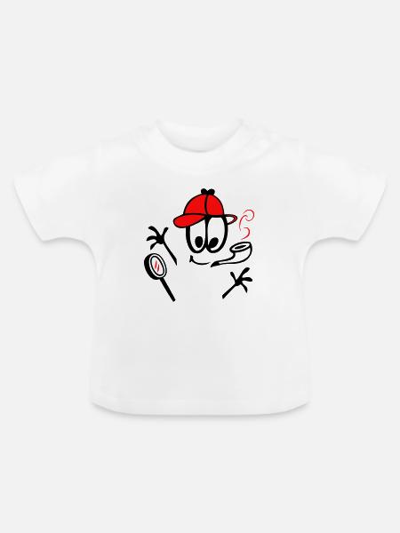 Detektiv mit Pfeife - Baby Bio-T-Shirt mit Rundhals - Weiß
