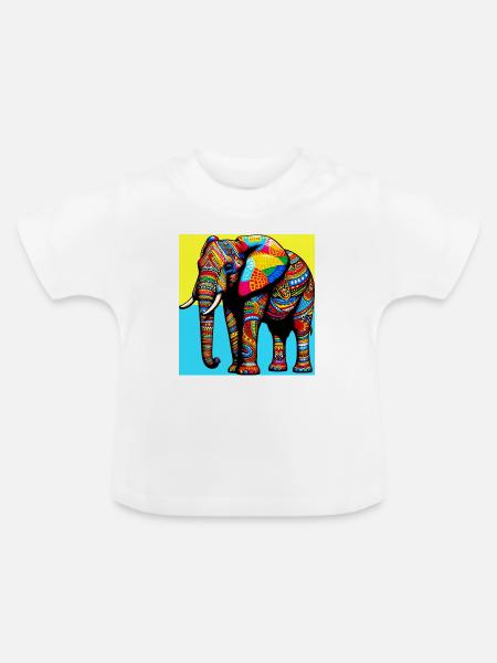 Elefant - Baby Bio-T-Shirt mit Rundhals - Weiß