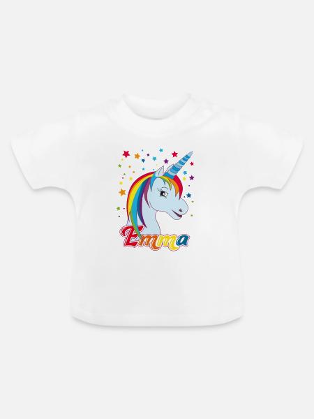 Emma, Mädchenname, Lieblingsname - Baby Bio-T-Shirt mit Rundhals - Weiß