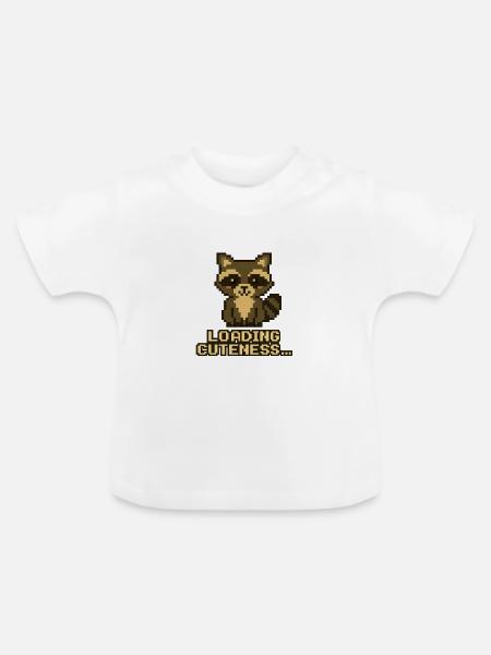 Pixel Waschbär: Niedlichkeit lädt - Baby Bio-T-Shirt mit Rundhals - Weiß
