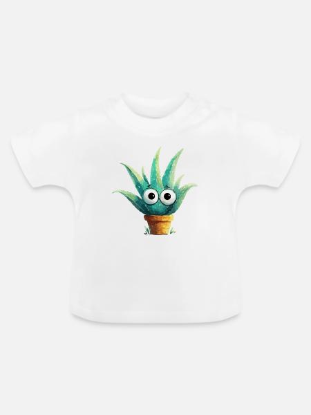 Fröhlicher Aloe mit Brille - Baby Bio-T-Shirt mit Rundhals - Weiß