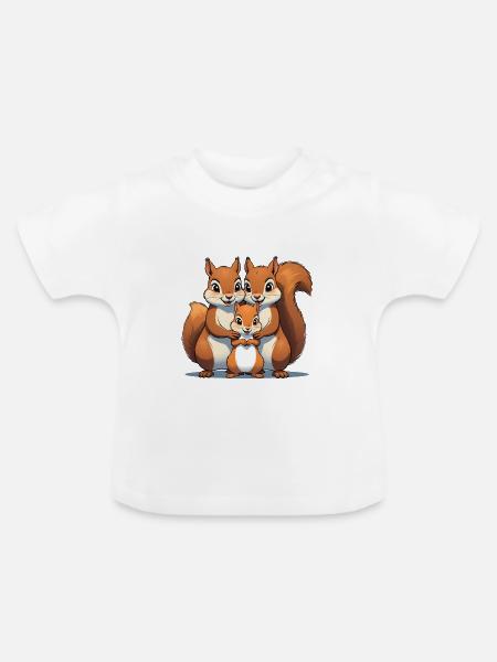 Eichhörnchen Familienliebe Trio - Baby Bio-T-Shirt mit Rundhals - Weiß