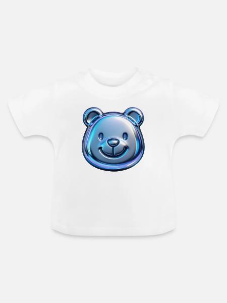 Süßer Bär mit metallischen Reflexionen - Baby Bio-T-Shirt mit Rundhals - Weiß