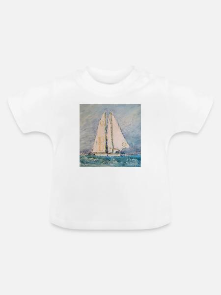 Segelboot auf See - Baby Bio-T-Shirt mit Rundhals - Weiß