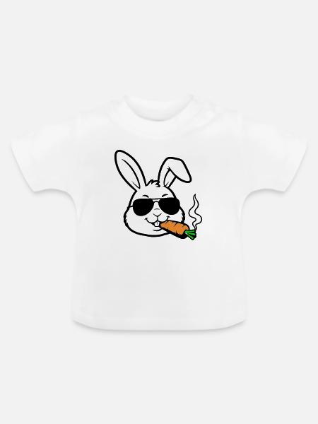 Hase Brille Karotte Comic - Baby Bio-T-Shirt mit Rundhals - Weiß