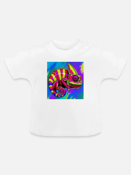 Chamäleon - Baby Bio-T-Shirt mit Rundhals - Weiß