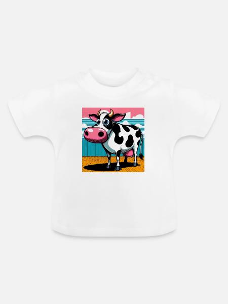 Kuh - Baby Bio-T-Shirt mit Rundhals - Weiß