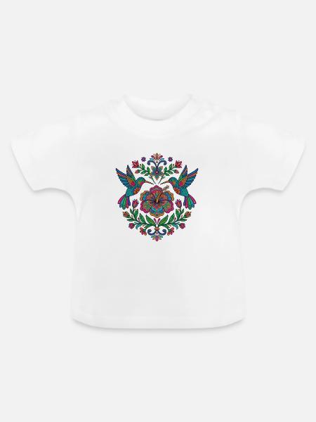 Blumen Alebrije Hummingbird Mexikanisch - Baby Bio-T-Shirt mit Rundhals - Weiß