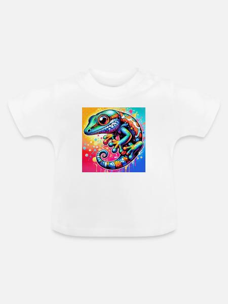 Gecko - Baby Bio-T-Shirt mit Rundhals - Weiß