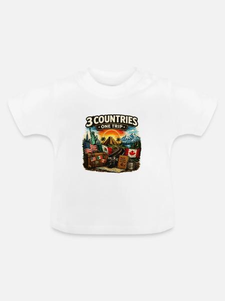 3 Countries 1 Trip 2026 - Baby Bio-T-Shirt mit Rundhals - Weiß