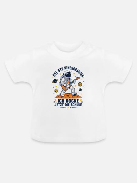 Einschulung Astronaut Gitarre Shirt - Baby Bio-T-Shirt mit Rundhals - Weiß