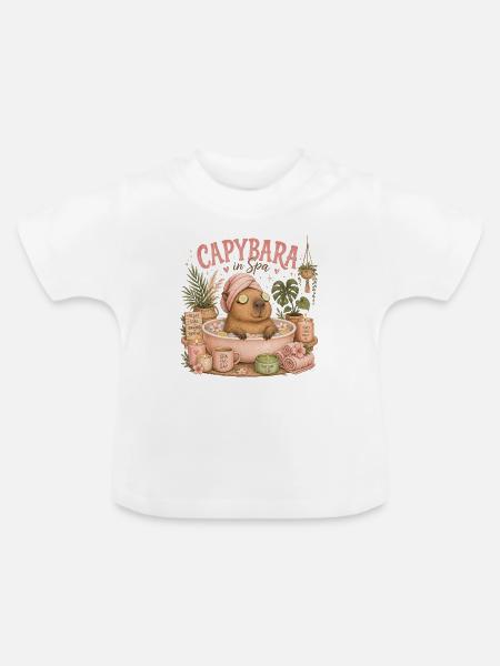 Capybara Spa Auszeit - Baby Bio-T-Shirt mit Rundhals - Weiß