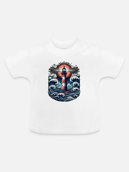Leuchtturm - Baby Bio-T-Shirt mit Rundhals - Weiß