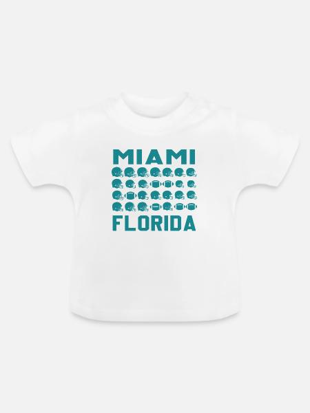 Miami Florida Football Shield - Baby Bio-T-Shirt mit Rundhals - Weiß