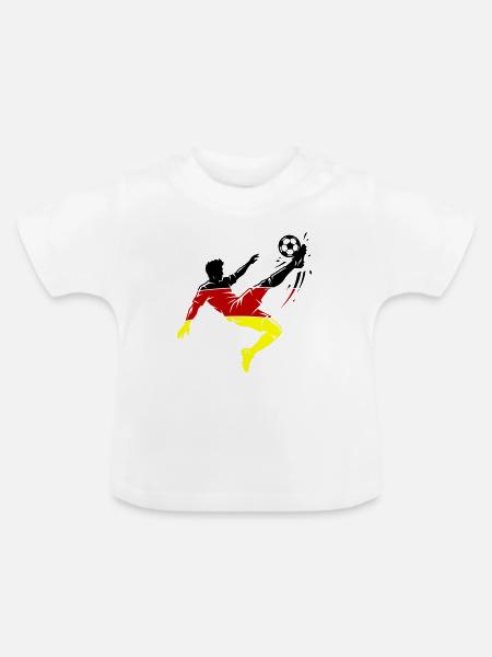 Fallrückzieher Deutschland Fussball - Baby Bio-T-Shirt mit Rundhals - Weiß