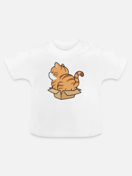 Katzenkind im Karton - Baby Bio-T-Shirt mit Rundhals - Weiß
