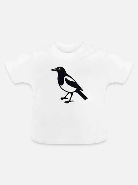 Elster Vogel - Baby Bio-T-Shirt mit Rundhals - Weiß