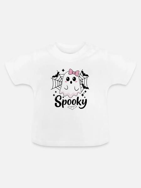 Spooky Ghost Halloween - Baby Bio-T-Shirt mit Rundhals - Weiß