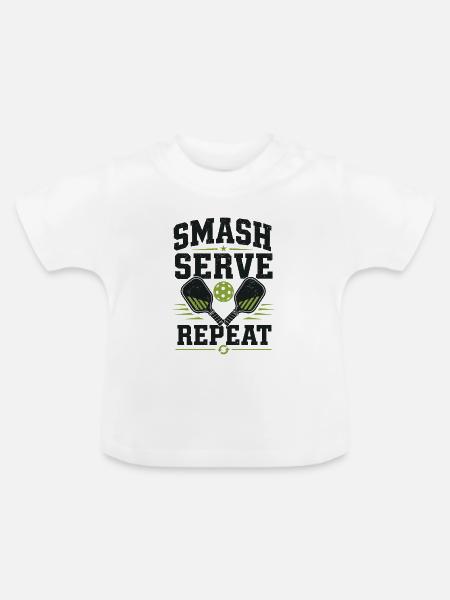 Pickleball Smash Serve Repeat Shirt - Baby Bio-T-Shirt mit Rundhals - Weiß