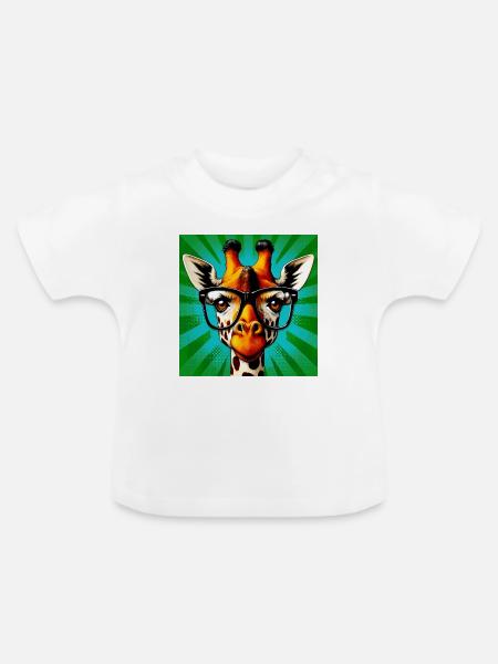 Giraffe - Baby Bio-T-Shirt mit Rundhals - Weiß