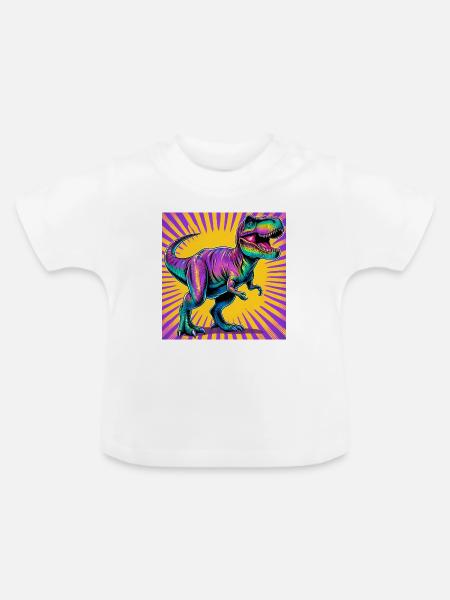 Dinosaurier - Baby Bio-T-Shirt mit Rundhals - Weiß