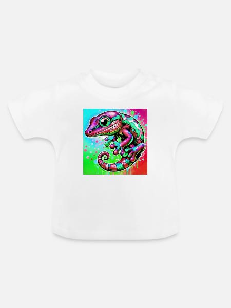 Gecko - Baby Bio-T-Shirt mit Rundhals - Weiß