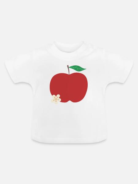 Karmesinroter Apfel mit Blüte - Baby Bio-T-Shirt mit Rundhals - Weiß