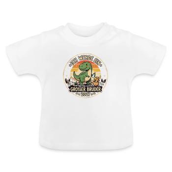 Großer Bruder 2027 Dino Retro - Baby Bio-T-Shirt mit Rundhals - Weiß - Vorne