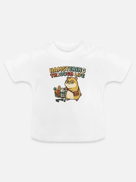 Hamster Einkauf  - Baby Bio-T-Shirt mit Rundhals - Weiß