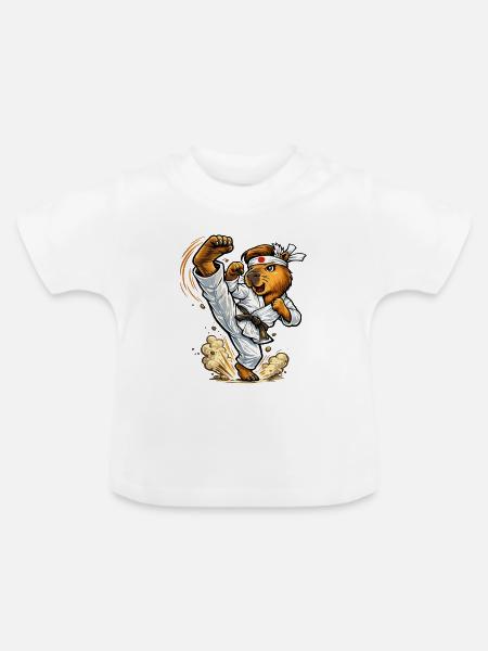 Süßes Capybara macht Karate - Baby Bio-T-Shirt mit Rundhals - Weiß