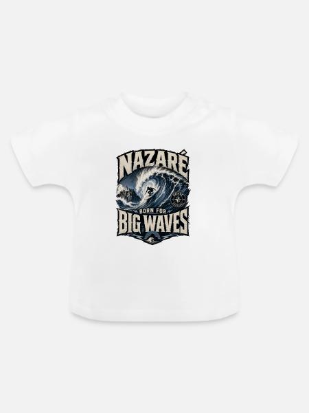 Nazaré Big Waves - Baby Bio-T-Shirt mit Rundhals - Weiß