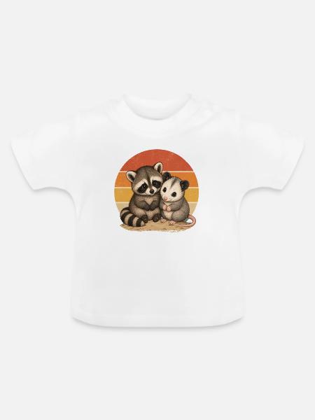 Waschbär und Opossum - Baby Bio-T-Shirt mit Rundhals - Weiß