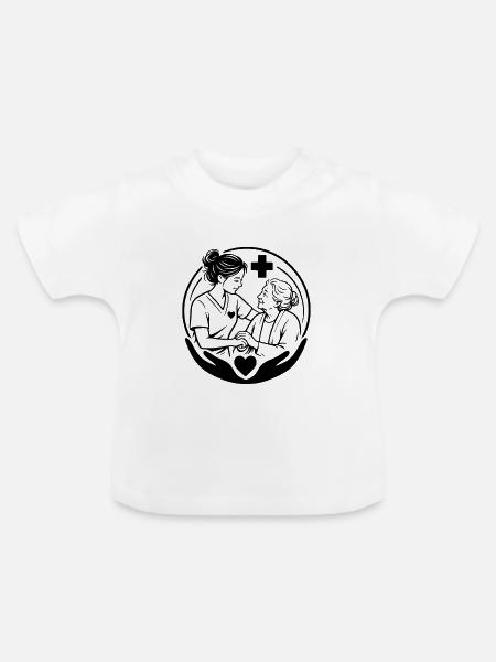 Altenpflege - Baby Bio-T-Shirt mit Rundhals - Weiß