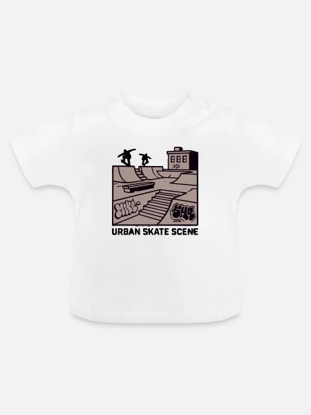 Skatepark Urban Scene Logo - Baby Bio-T-Shirt mit Rundhals - Weiß