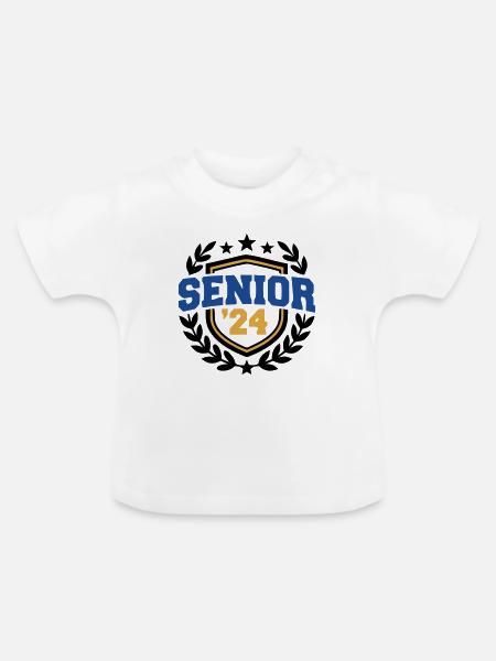 Senior Abschluss Wappen Logo - Baby Bio-T-Shirt mit Rundhals - Weiß