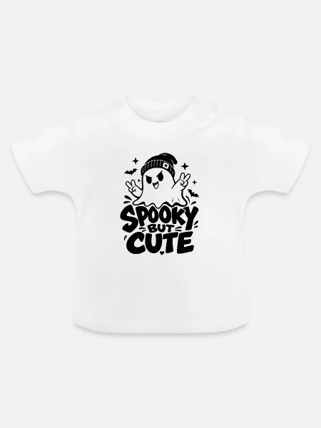 Spooky But Cute - Baby Bio-T-Shirt mit Rundhals - Weiß