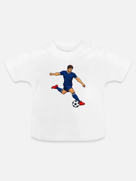 Fußball-Stürmer-Kick - Baby Bio-T-Shirt mit Rundhals - Weiß