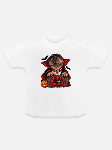 Süßes oder Saures Hundevampir - Baby Bio-T-Shirt mit Rundhals - Weiß