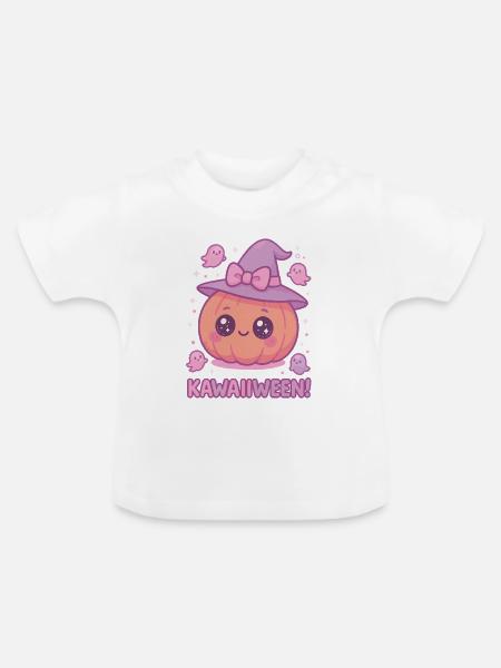 Kawaiiween Kürbishexe - Baby Bio-T-Shirt mit Rundhals - Weiß
