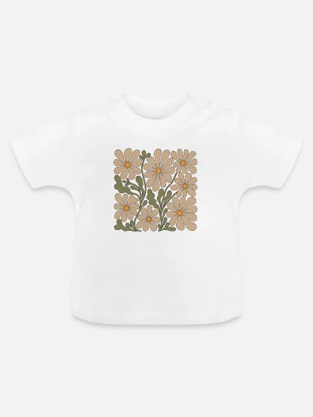 Abstrakte Wildblumen - Baby Bio-T-Shirt mit Rundhals - Weiß