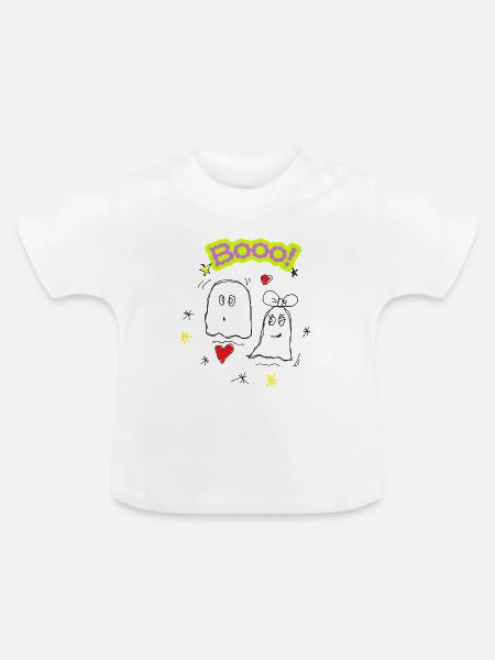 Geisterduo-Doodle - Baby Bio-T-Shirt mit Rundhals - Weiß