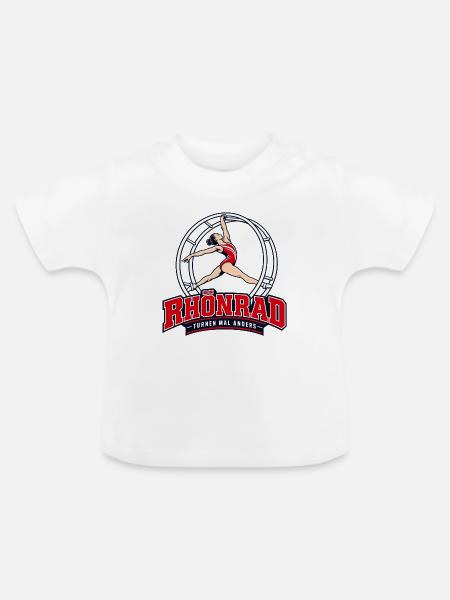 Rhönrad Turnen Logo Stil - Baby Bio-T-Shirt mit Rundhals - Weiß