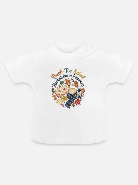 Herbstzeit - Tee Buch Schal - Baby Bio-T-Shirt mit Rundhals - Weiß